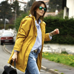 Lands End Rain Slicker Jacket Yellow 